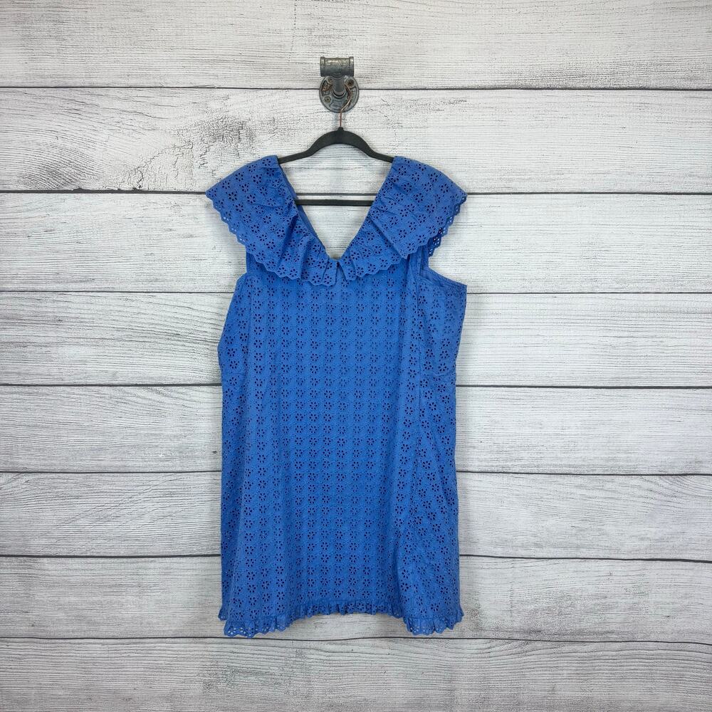 Hatley Women's Periwinkle Blue Eyelet Summer Mini Shift Dress Size XL